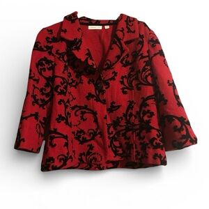 Wool Coldwater Creek Red and Black Blazer Jacket